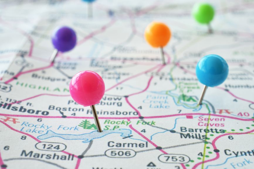local search positioning shifts based on proximity and map signals